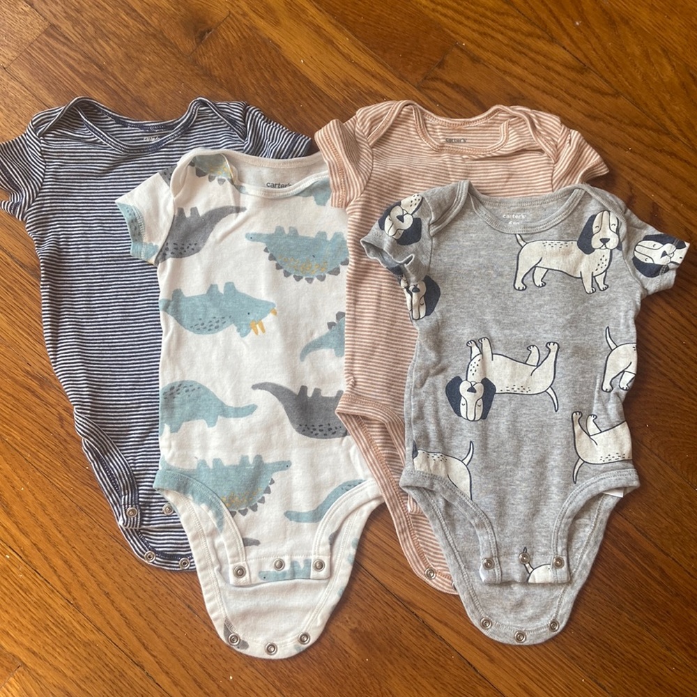 Carter’s 6M undershirt bodysuit Gray Blue Brown White